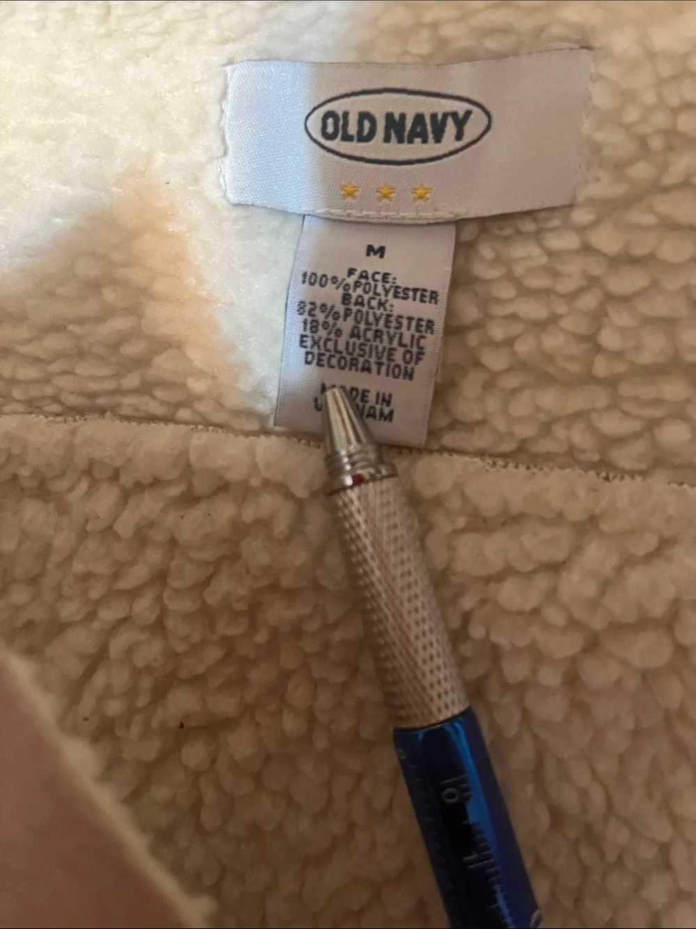 Old Navy Cream Hooded Pea Coat with Faux Shearling Trim